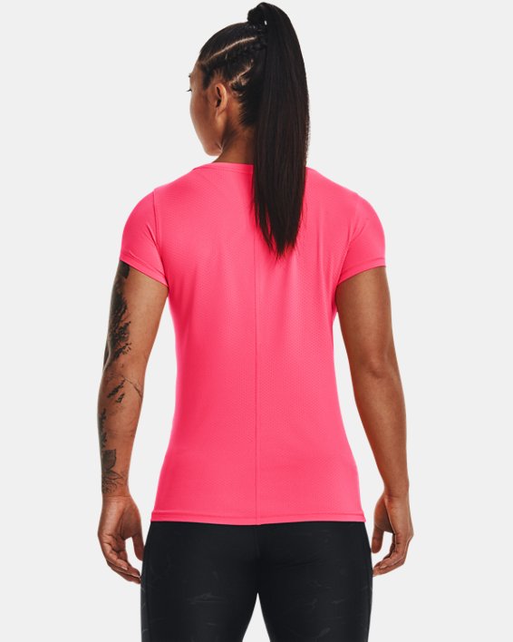 เสื้อแขนสั้น HeatGear® Armour สำหรับผู้หญิง in Pink image number 1